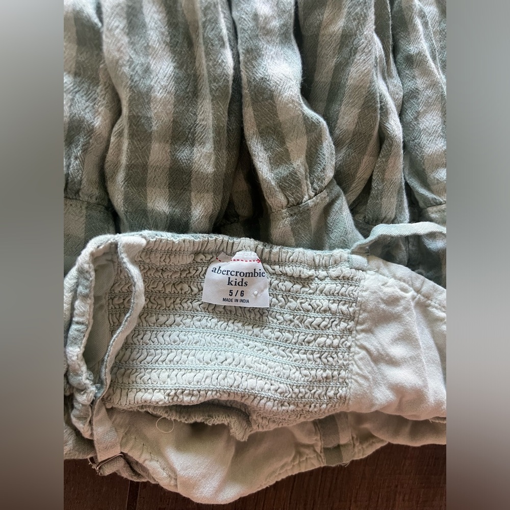 Abercrombie kids girls green gingham romper 5/6